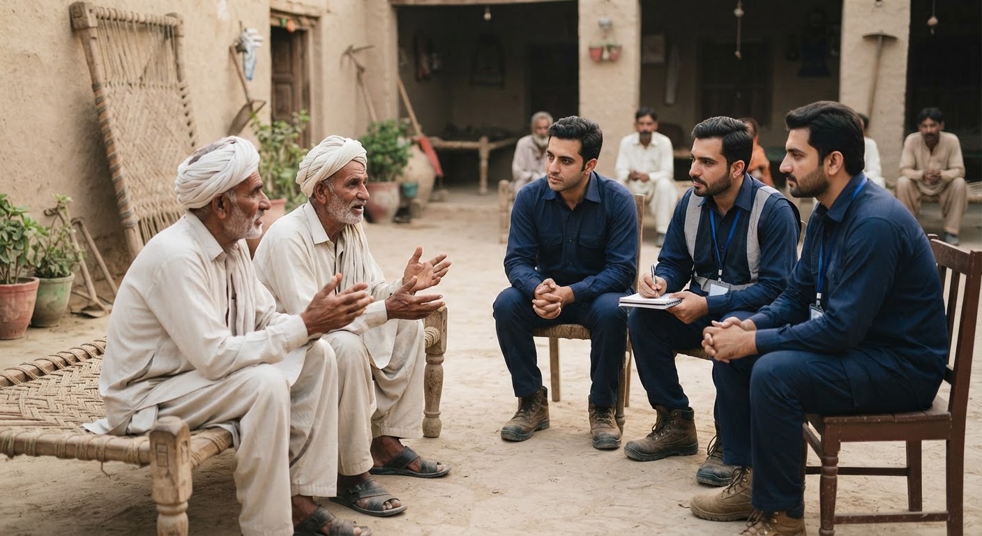 RISE Foundation field coordinators consulting with local community members