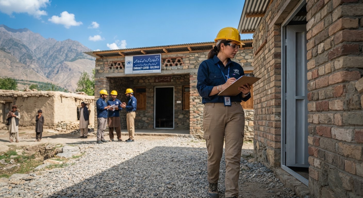 Field team member taking notes during a project monitoring visit
